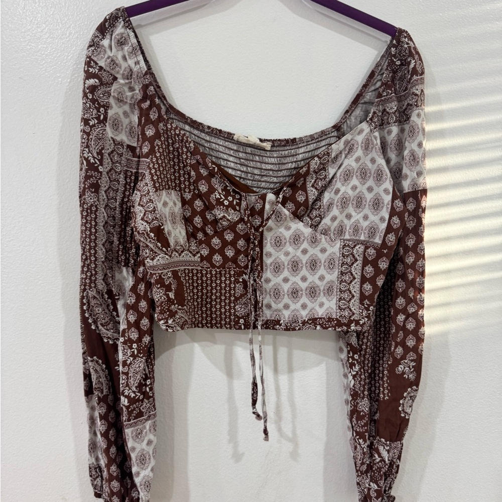 Brown Patterned Women's Top